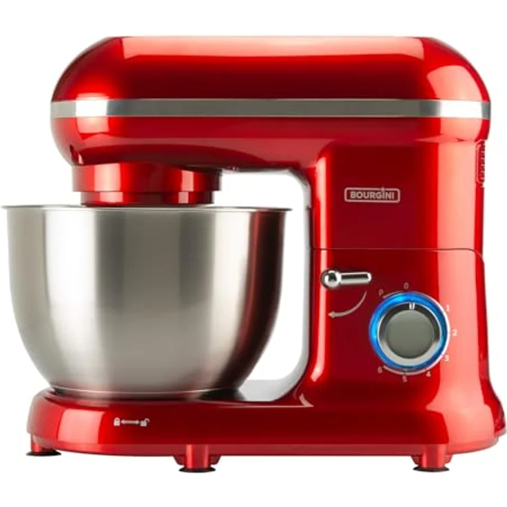 BOURGINI Küchenmaschine - Classic Kitchen Chef - Küchenmixer - Küchenroboter mit 4,5 Liter Fassungsvermögen, 1300-Watt-Motor (Rot) – Bild 3
