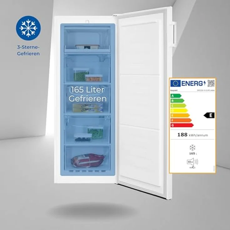 Exquisit Gefrierschrank GS5230-H-010E weiss | Nutzinhalt: 165 L | 4* Gefrieren | Standgerät – Bild 2