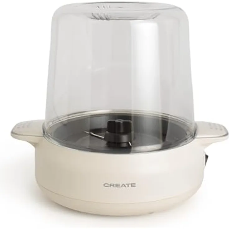 CREATE Popcorn Maker Studio, Popcornmaschine mit Butterschmelzer, cremeweiß, einfache Bedienung, 100g Mais in 5 Minuten, 500W