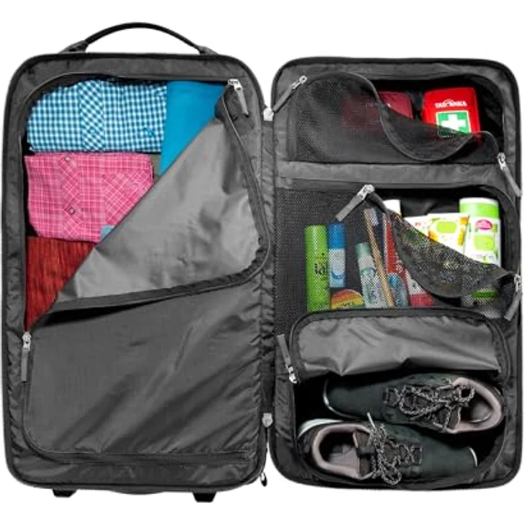 Tatonka Travel Roller 60, Koffer mit 60 l Volumen, Schwarz, arretierbarer Griff, separates Schuhfach, Kompressionsriemen – Bild 10