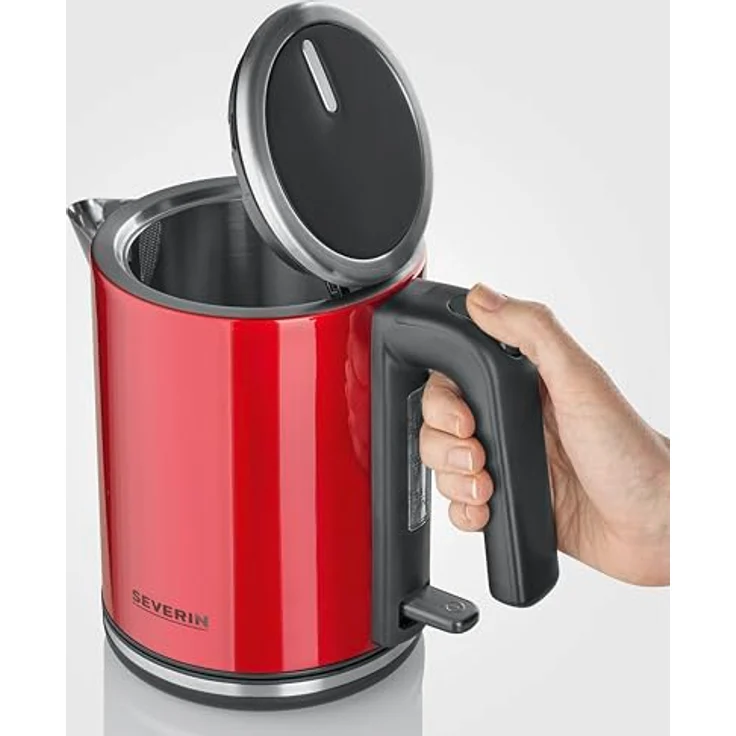 SEVERIN Wasserkocher 1L, Edelstahl, elektrischer Wasserkocher mit XXL-Öffnung, Kalkfilter & 2.400 W Leistung, schwarz – Bild 3