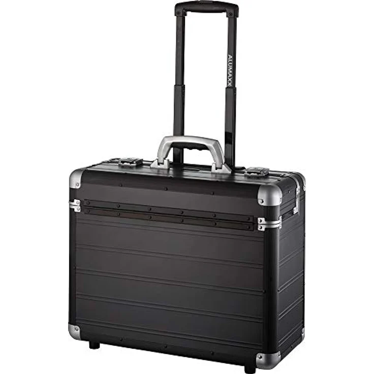 Alumaxx 2-Rollen Pilotentrolley 47 cm, Laptopfach aus 100% Aluminium, schwarz matt – Bild 1