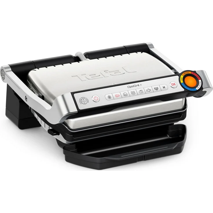 Tefal Kontaktgrill GC717D OptiGrill+, 2000 W, erneuerte Kochstufenanzeige, 6 Automatikprogramme, inkl. Rezeptbuch, Schwarz