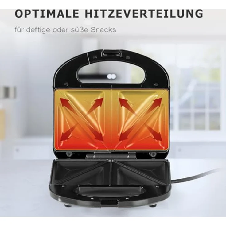 GOURMETmaxx Sandwichmaker mit LED-Kontrollleuchte, 750 W, Sandwich Toast Maker Panini Toaster Kontaktgrill – Bild 4