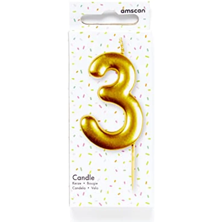 amscan 9911807 Goldene Zahlenkerze 3 – Bild 2
