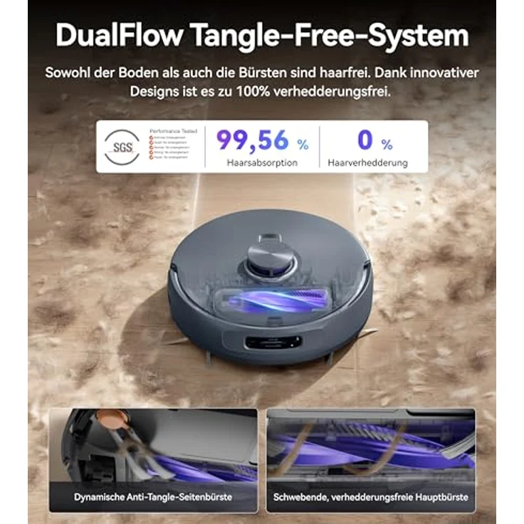 Narwal Freo Z10 Ultra Saug- & Wischroboter, 65W, 120 Min Laufzeit, 0,8L, Laser-Navigation, WLAN, beutellos, grau – Bild 11