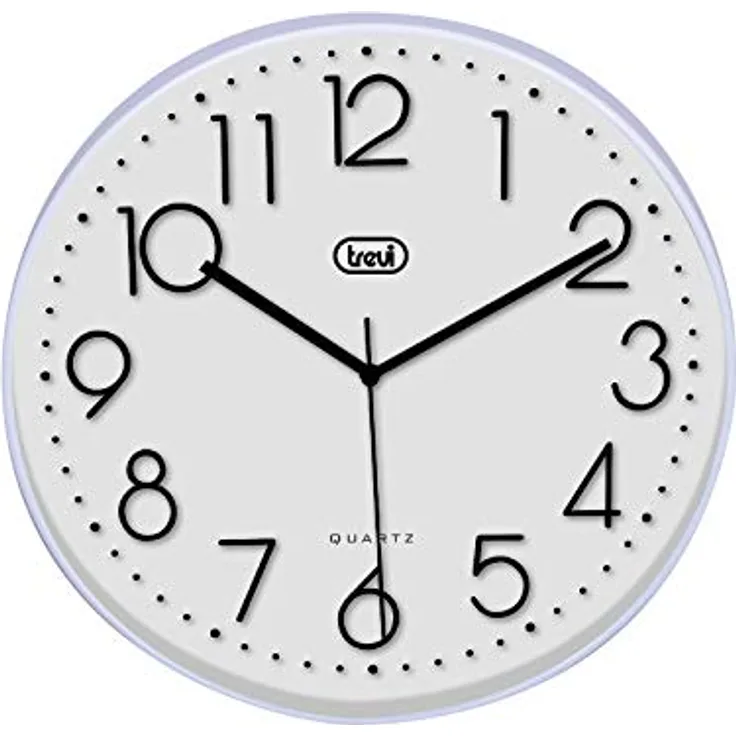 Trevi Om 3508 S Quarz-Wanduhr mit leisem Uhrwerk, Durchmesser 30 cm, Weiß