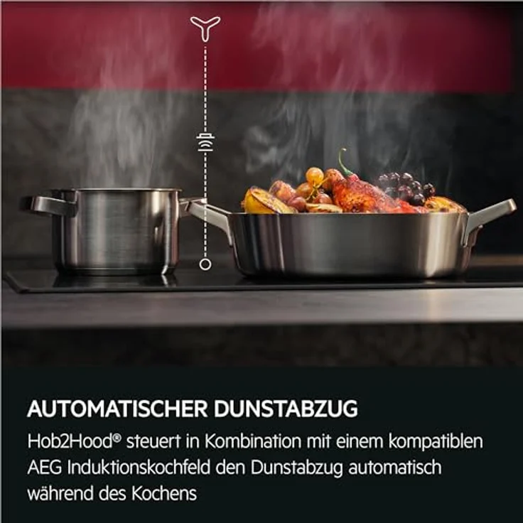 AEG Dunstabzugshaube Serie 7000 SilenceTech 60cm, kopffreie Wandhaube in Edelstahl, max. 760 m³/h, 67 dB(A), Lüftenfunktion - GV77D61SL – Bild 4