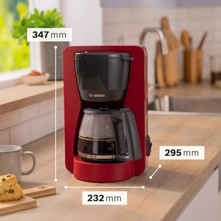 Bosch Filterkaffeemaschine MyMoment TKA2M114,1200 W, Glaskanne 1,25 l, für 10-15 Tassen, 40min Warmhaltefunktion, Rot matt – Bild 2