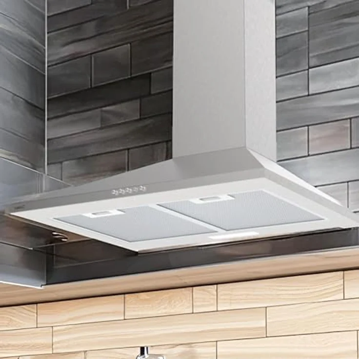 CATA Dunstabzugshaube VK-6000 X, mechanische Steuerung, 3 Stufen, Förderleistung 480 m³/h, Geräuschpegel 56 dB, LED-Beleuchtung, Weiß – Bild 4