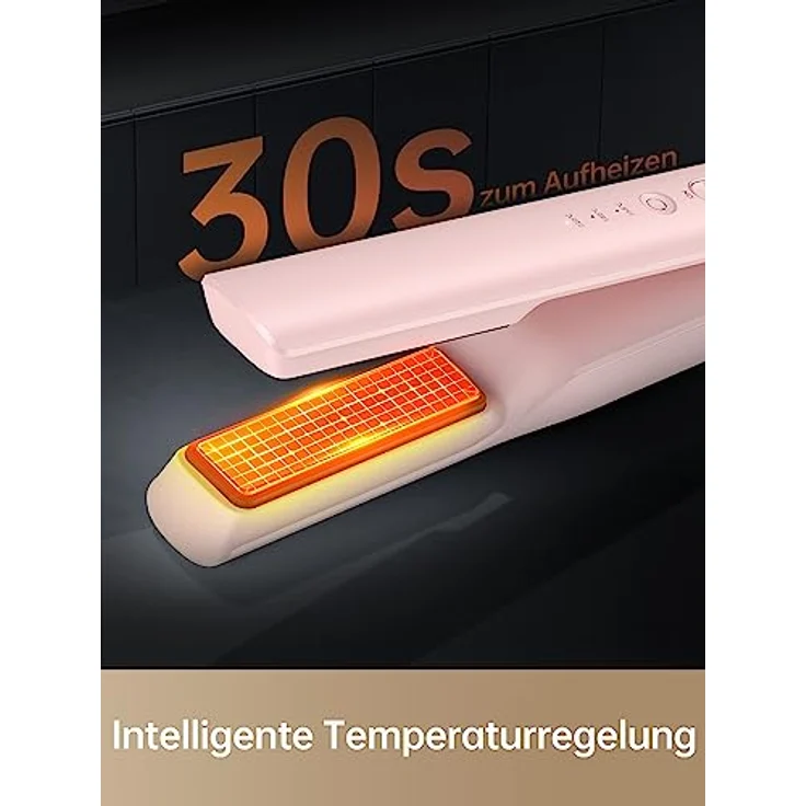 Dreame Hair Glamour Haarglätter, Kabelloser Tragbarer 2-in-1-Glätteisen, Negative Ionen, Gleichmäßige Wärmeverteilung, Drei Temperaturstufen, Rosa – Bild 4