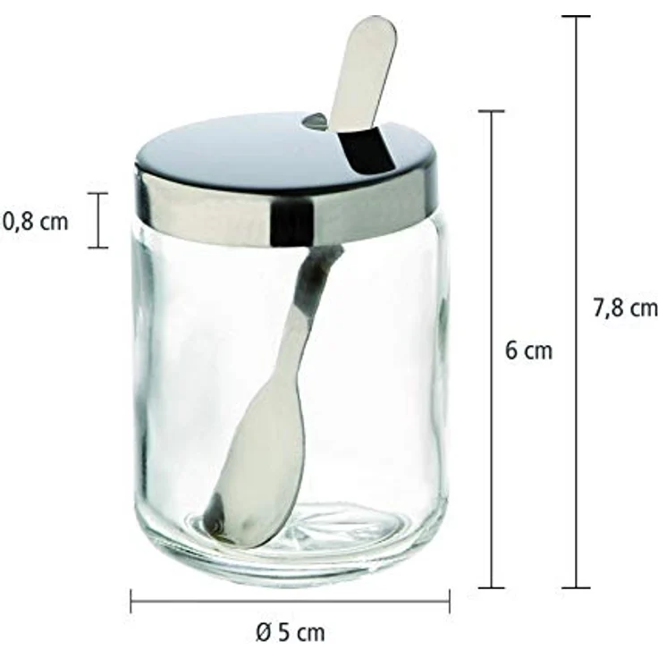 APS Senftöpfchen, 2er Set, Senfgläser, Transparentes Senfglas inkl. Löffel und Edelstahl-Deckel, 4,8 x 4,8 cm, 6,3 cm Höhe – Bild 4