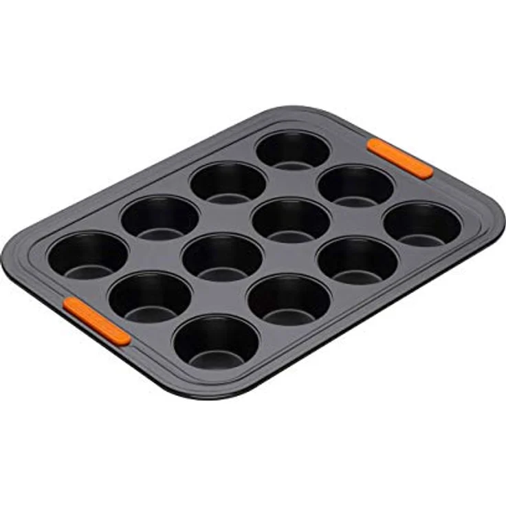 Le Creuset Antihaft Mini-Muffinform, Für 12 Stück (Ø 4,5 cm), PFOA-frei, Sauerteigbeständig, Aus Karbonstahl gefertigt, Anthrazit-Orange – Bild 3