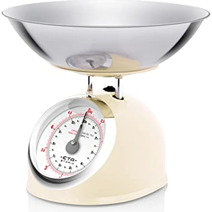 ETA Küchenwaage I Storio I Analoge Retro Waage im Ganzmetall Design I 2 Liter Edelstahlschale I max. 5kg I Beige – Bild 1