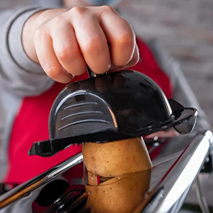 Küchenprofi Gemüsehobel PROFESSIONAL , Inklusive 5 Schneideinsätze , Mandoline für Obst, Gemüse und Kartoffeln , Gemüseschneider in Geschenkverpackung , Verstellbarer Gemüsehobel, Edelstahl – Bild 3