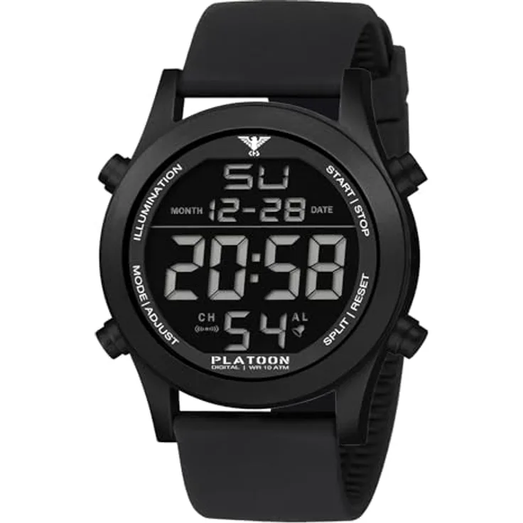KHS Digital-Herrenuhr Platoon Schwarz Silikonband PLABSD.SB