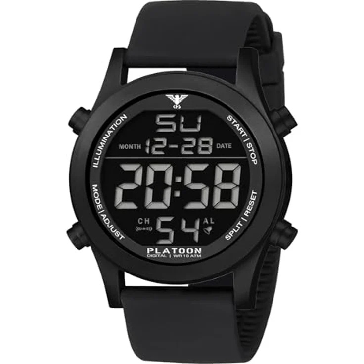 KHS Digital-Herrenuhr Platoon Schwarz Silikonband PLABSD.SB – Bild 1