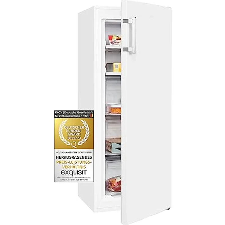 Exquisit Gefrierschrank GS231-NF-H-040C weiss | Gefrierschrank NoFrost 161 L Volumen | 4* Schnellgefrieren | Alarm | Gefrierschrank Gross