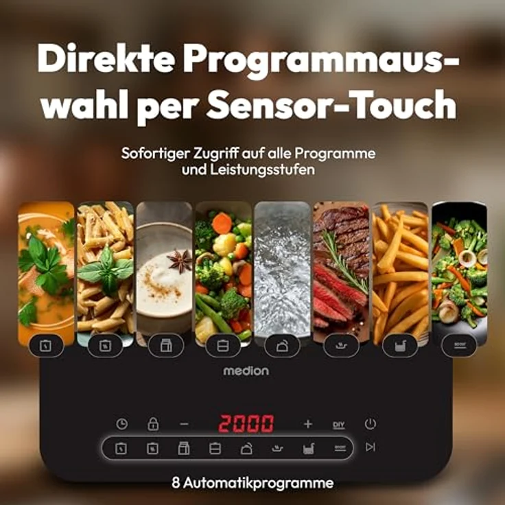Medion® Einzel-Induktionskochplatte MD 100090, 2100 Watt, flaches Design mit Sensor-Touch-Bedienung – Bild 5