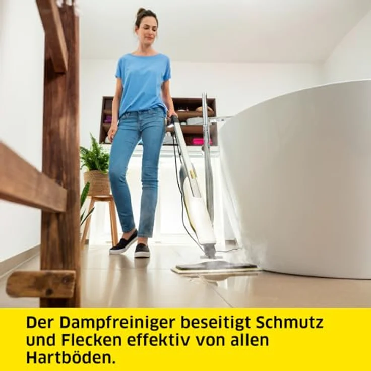 Kärcher Dampfreiniger SC 2 Upright, Aufheizzeit: 30 s, Flächenleistung: ca. 50 m², Tank: 0,4 l, Heizleistung: 1600 W, mit Bodendüse EasyFix, Mikrofaser-Bodentuch und Entkalkungskartusche – Bild 2