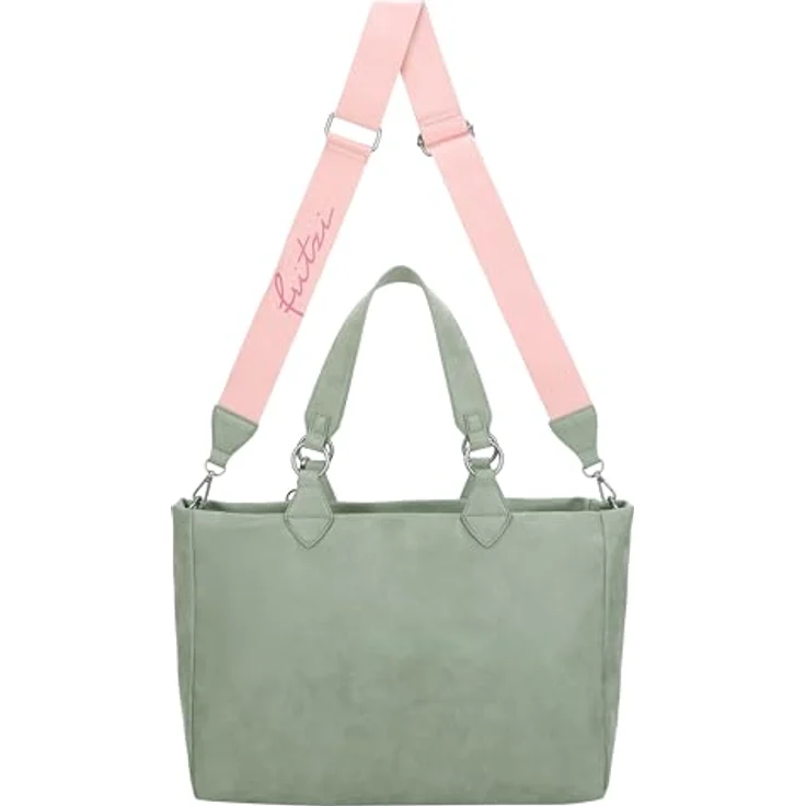 Fritzi aus Preußen Izzy Vintage Shopper Tasche, 42 cm, salbeigrün, 100% Polyurethan, 42 x 15 x 29 cm – Bild 2