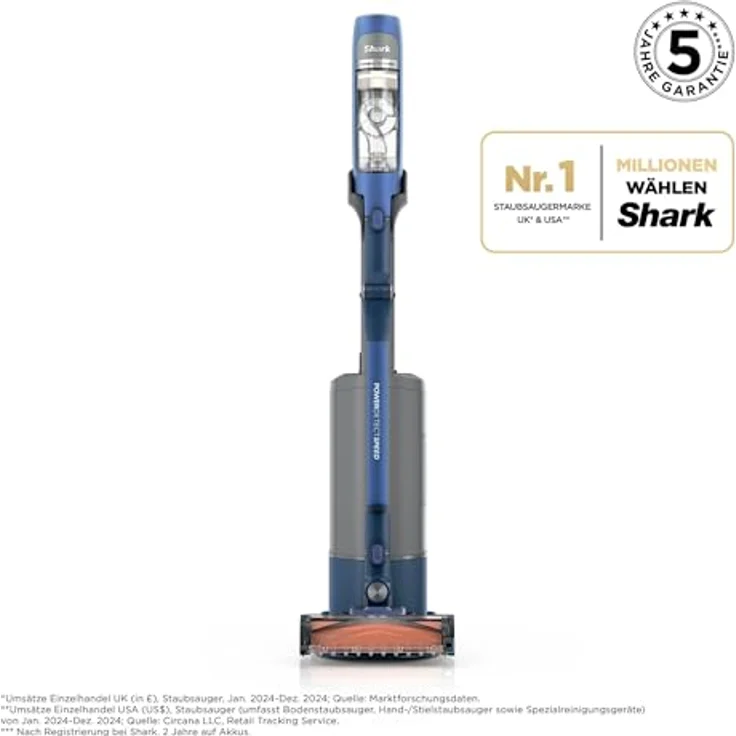 Shark PowerDetect Speed IA3241EUT Akku-Staubsauger, 350 Watt, 60 Min. Laufzeit, beutellos, HEPA-Filter, Lithium-Ionen, blau – Bild 2