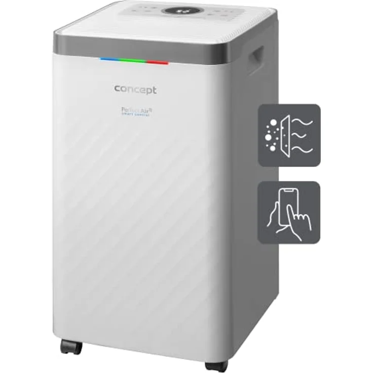Concept OV2012 Luftentfeuchter mit Luftreiniger 210 Watt Touch-Steuerung Vierfaches Filtersystem Ionisierung Aktivkohlefilter Staubfilter Timer 4 Betriebsarten Steuerung über App 45 dB – Bild 1