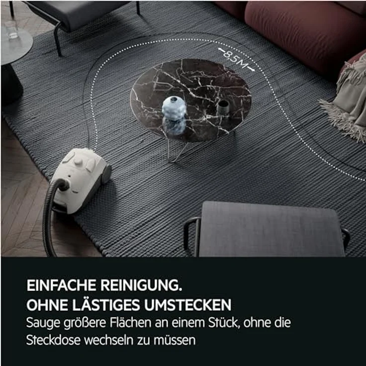 AEG CLEAN 5000 AB51C1SW Staubsauger mit Beutel, hohe Saugleistung, 37 % Recyclingkunststoff, Hygiene-Filter, weiß – Bild 5