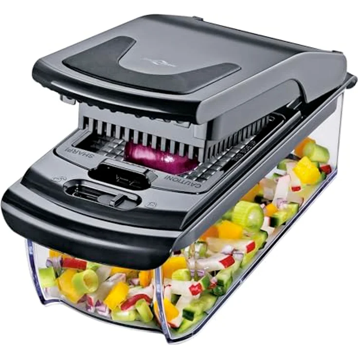 Küchenprofi Zwiebel-/Gemüsewürfler FIX PLUS | Kunststoff/Klingenstahl | Gemüseschneider | Würfelschneider Zwiebeln, Gurken, Karotten | Obst Multi Schneider | Stifte, Würfel, Scheiben | Robust & Vielseitig | Inkl. Reinigungs-Tool – Bild 2