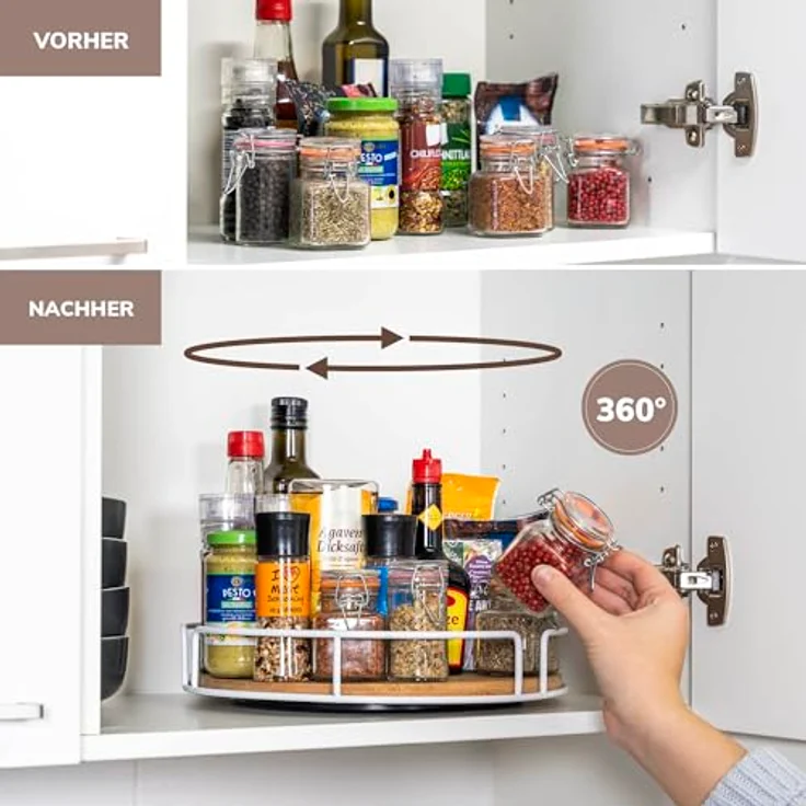 eluno Obstschale Drehteller aus Metall mit Bambusboden Ø ca. 30 cm, drehbar, Metall (Stück) – Bild 2