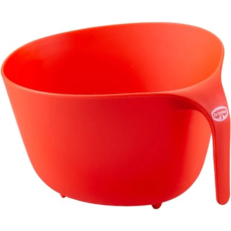 Dr. Oetker 2-teiliges Rührschüssel und Sieb Set, spülmaschinengeeignet, grau/rot, modern, stapelbar und platzsparend – Bild 3