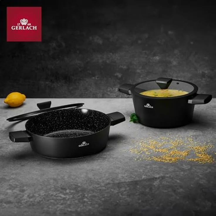 Gerlach Granitex Topf Kochtopf Keramik Beschichtet Induktionsgeeignet Schwarz 28 cm 4,4 L – Bild 5
