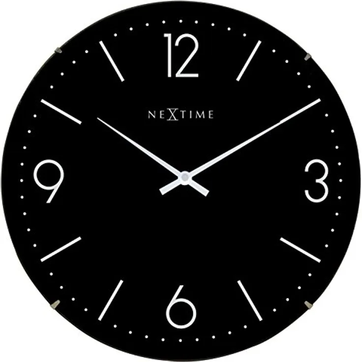 NeXtime 3157ZW große Wanduhr BASIC DOME, lautlos, rund, ø 35,6 cm, Schwarz