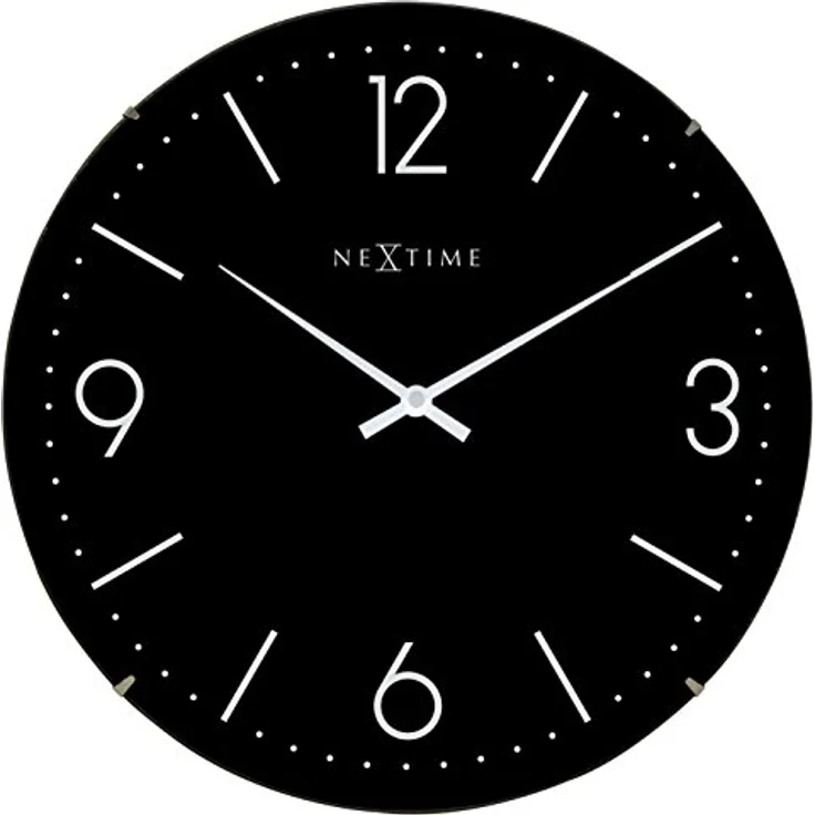 NeXtime 3157ZW große Wanduhr BASIC DOME, lautlos, rund, ø 35,6 cm, Schwarz – Bild 1