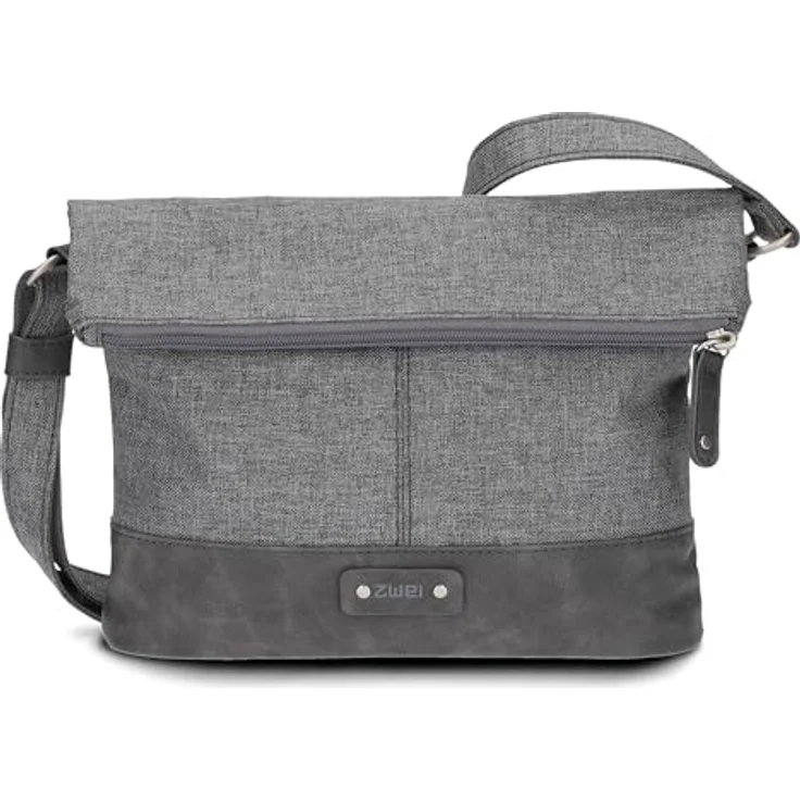 ZWEI Beuteltasche Olli OT6, leichte kompakte Umhängetasche aus wasserabweisendem Nylon und Kunstleder, grau – Bild 2