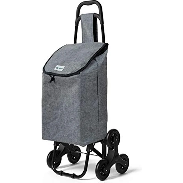 VOUNOT Einkaufstrolley Treppensteiger, Trolly Einkaufswagen Klappbar, Hackenporsche mit 3 Räder, Wasserdichter, 32L, Grau – Bild 1