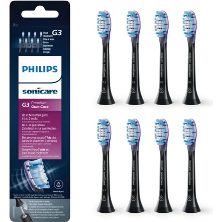 Philips Sonicare Original G3 Premium Gum Care Standard Schallzahnbürstenköpfe - 8er-Pack in Schwarz (Modell HX9058/33) – Bild 1