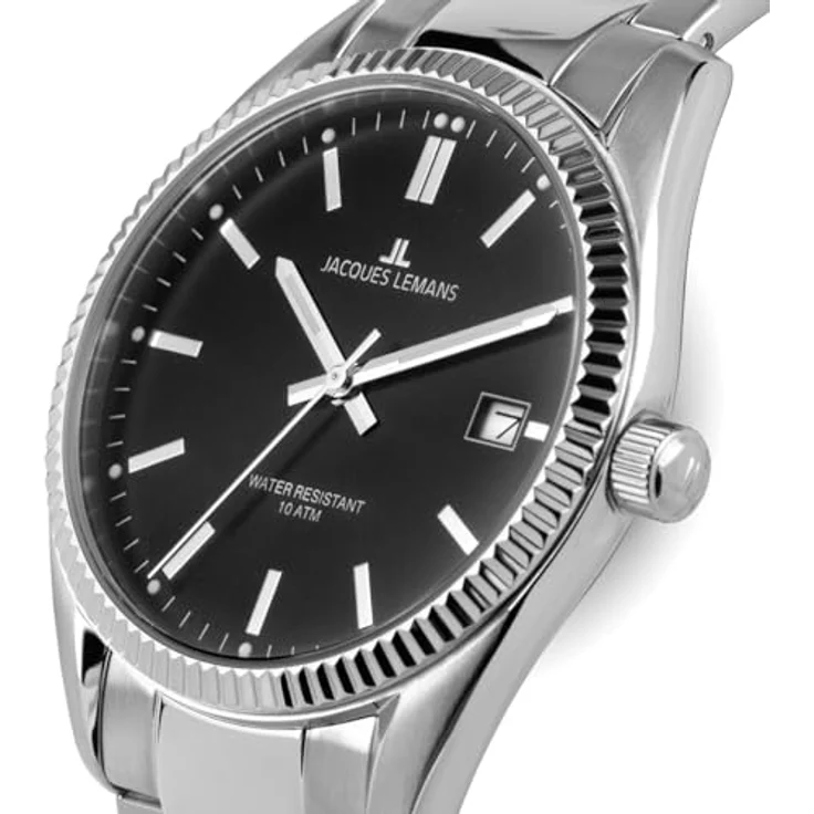 JACQUES LEMANS Herrenuhr Derby Edelstahl/Schwarz 50-3A – Bild 3