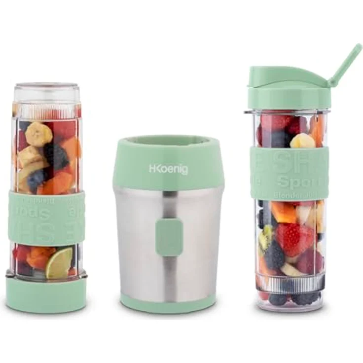 H.Koenig SMOO18 Smoothie-Maker, Edelstahl, 4 Klingen, 0,57L, silber, mint – Bild 12