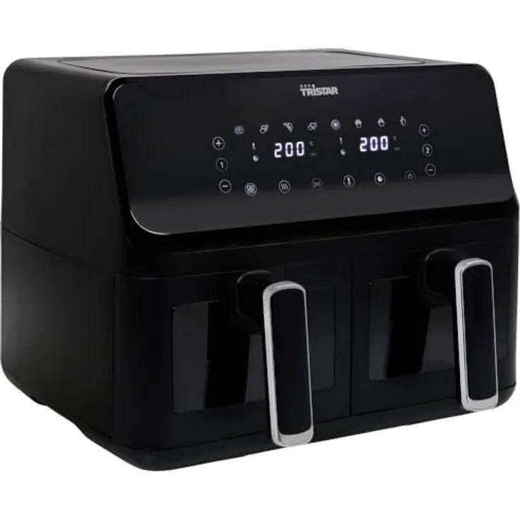Tristar FR-9040 Doppelfriteuse Heißluftfunktion, Timerfunktion, Antihaftbeschichtung, Einstellbare Temperatur Schwarz 2700 W