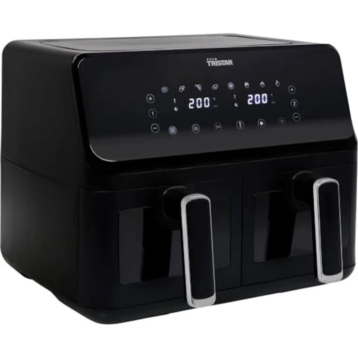Tristar FR-9040 Doppelfriteuse Heißluftfunktion, Timerfunktion, Antihaftbeschichtung, Einstellbare Temperatur Schwarz 2700 W