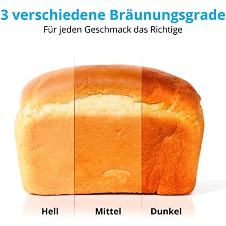 MEDION Brotbackautomat (Brotbackmaschine, 550 Watt, bis zu 1000g, 19 Backprogramme, 3 Bräunungsgrade, Warmhaltefunktion, Zeitvorwahl MD 11011) – Bild 5