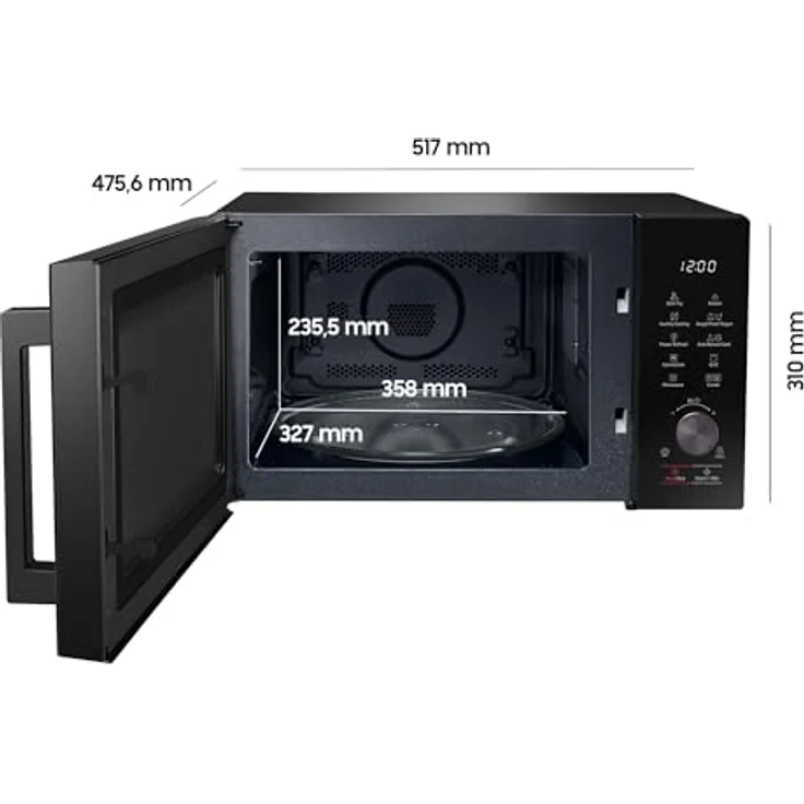 Samsung MC28A5137CK, 28 ℓ Kombi-Mikrowelle mit Grill & Heißluft, 900 W, LED-Display, inkl. Crisp-Platte und Pizzaform – Bild 2