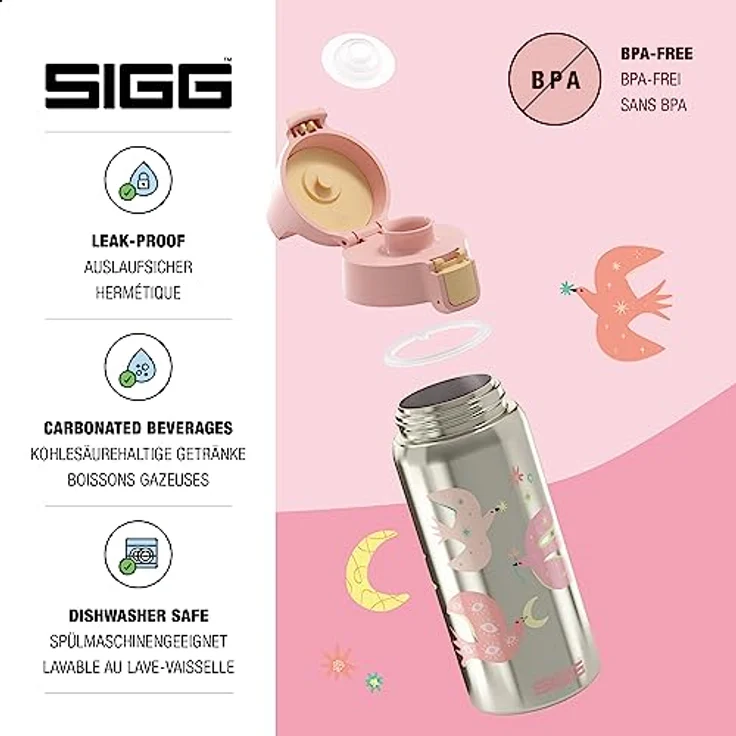 SIGG - Isolierte Trinkflasche Kinder - Shield Therm Kids - Für kohlensäurehaltige Getränke geeignet - Auslaufsicher - Spülmaschinenfest - BPA-frei - 90% recycelter Edelstahl - 0,5L – Bild 3