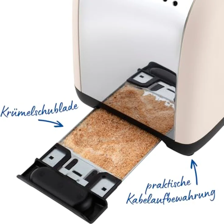 Russell Hobbs Colours Plus Jasmine Toaster für 2 Scheiben, 6 Bräunungsstufen, breite Toastschlitze, Schnell-Toast, Hebefunktion, Brötchenaufsatz, Aufwärm-, Auftau- & Stoppfunktion, 1100W, 26930-56 – Bild 5