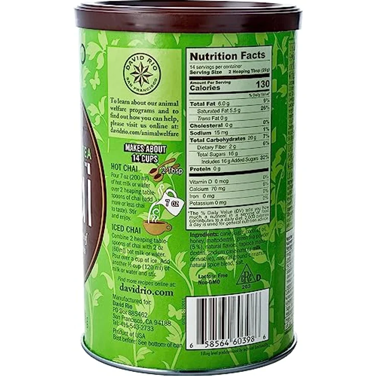 David Rio Tortoise Green Chai Tea 398g, Instanttee, kleine Dose – Bild 3