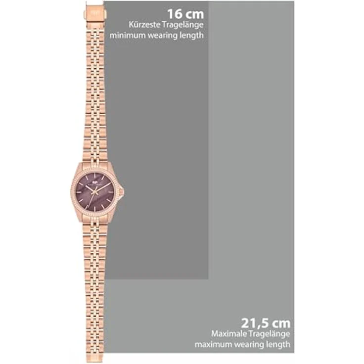Rhodenwald & Söhne Damen Uhr analog Japan Quarzwerk mit Edelstahl roségold Armband 10010367, Perlmutt-Zifferblatt in Braun – Bild 2
