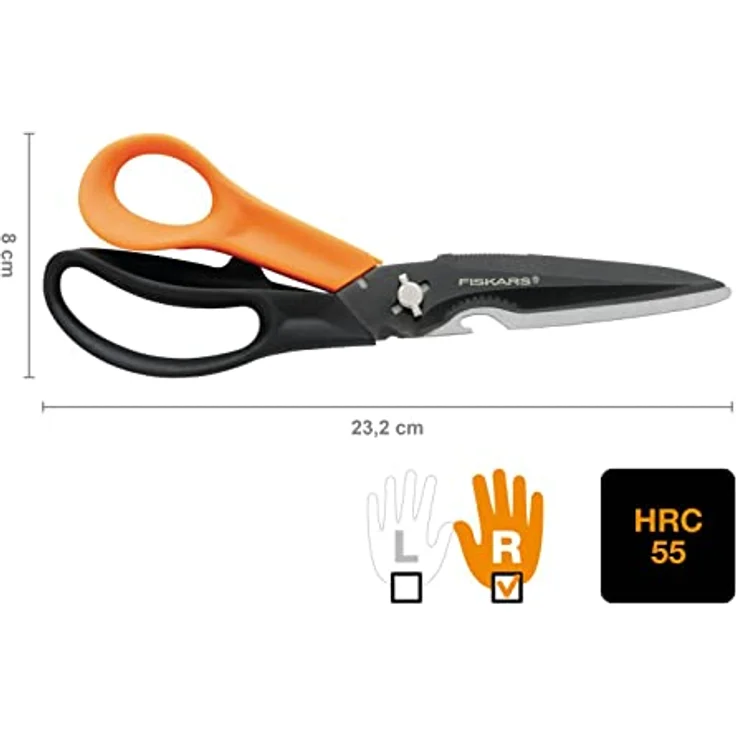 Fiskars Mehrzweckschere mit trennbaren Klingen, Inklusive Schutzhülle mit Scheren-Schärfer, Länge 23 cm, Titaniumbeschichtung, Rostfreier Stahl-Klinge-Kunststoff-Griffe, Schwarz-Orange, Cuts + More, 1000809 – Bild 4