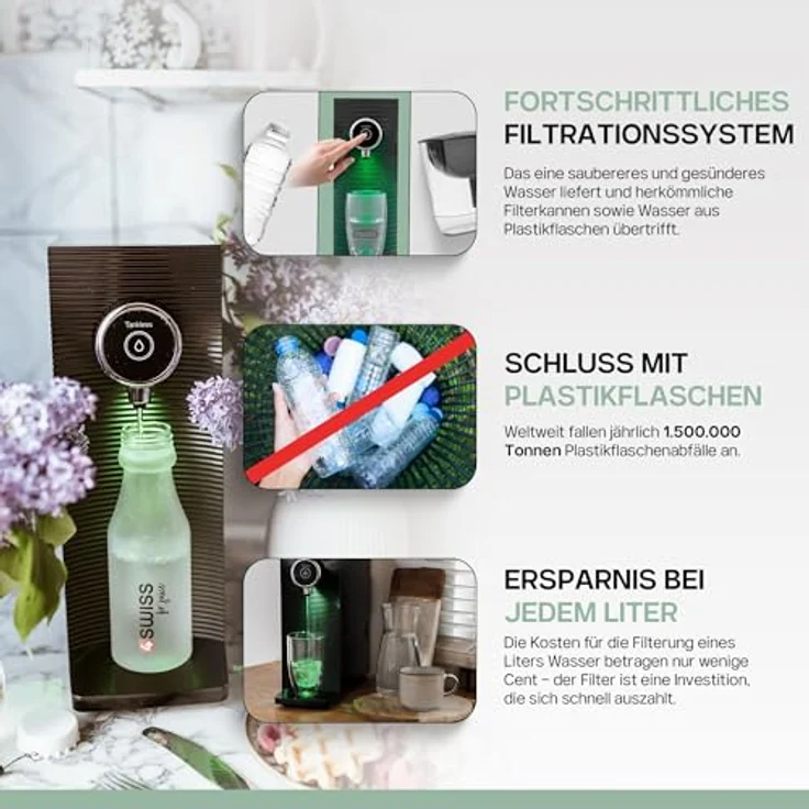 4Swiss Filtersystem für Hauswasser, 5-stufiges Trinkwasserfiltersystem mit 3 Kartuschen und 4 Wasserdosiermodi (Schwarz) – Bild 8