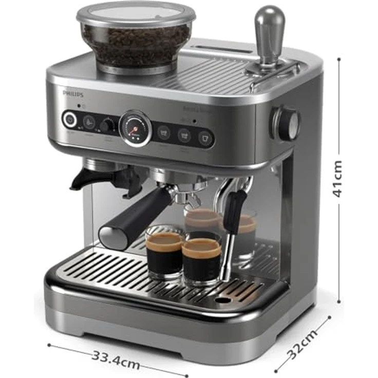 Philips Espressomaschine PSA3218/01 Barista Brew, halbautomatisch, 250-g-Bohnenbehälter, Edelstahl, Silber – Bild 2